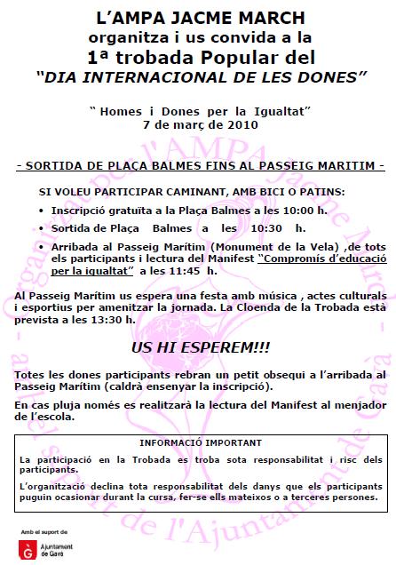 Fiesta organizada por la AMPA de la escuela Jacme March que acabar� en el paseo mar�timo de Gav� Mar el 7 de marzo de 2010